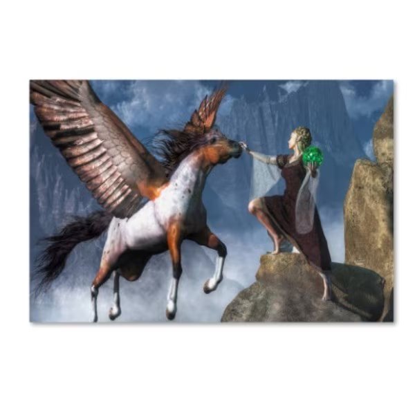 Daniel Eskridge 'Elf Summoning A Pegasus' Canvas Art, 16x24, Trademark Fine Art, Mfr#: ALI12952-C1624GG